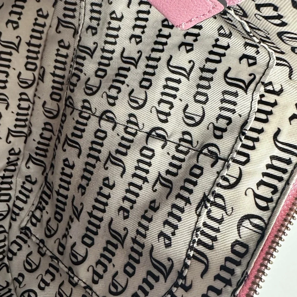 Juicy Couture Velour Shoulder Bag Pink Cream Crown Embroidered Charm NWT Y2K
